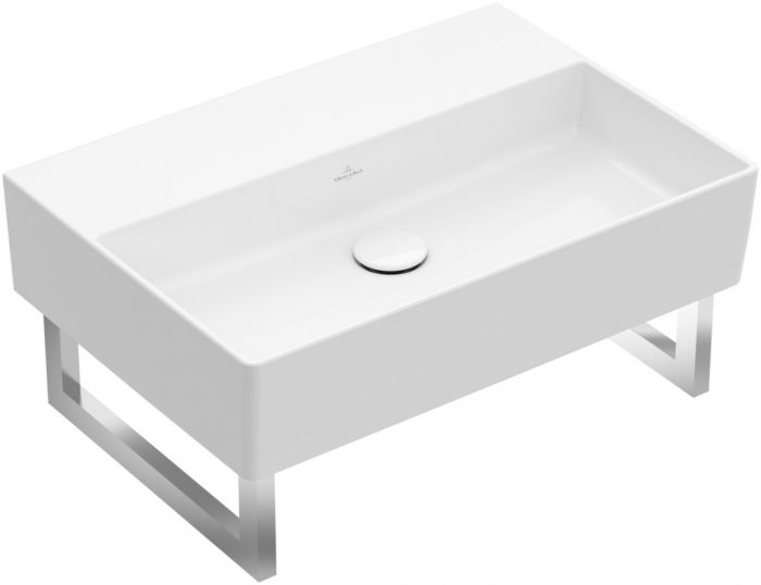 Umywalka TitanCeram VILLEROY & BOCH Memento 2.0 ścienna prostokątny bez otworu bez przelewu 500 x 420 mm weiss alpin z powłoką CeramicPlus | 4A2253R1