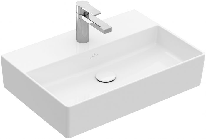 Umywalka TitanCeram VILLEROY & BOCH Memento 2.0 nablatowa prostokątny z otworem bez przelewu 500 x 420 x 140 mm weiss alpin bez powłoki | 4A225L01