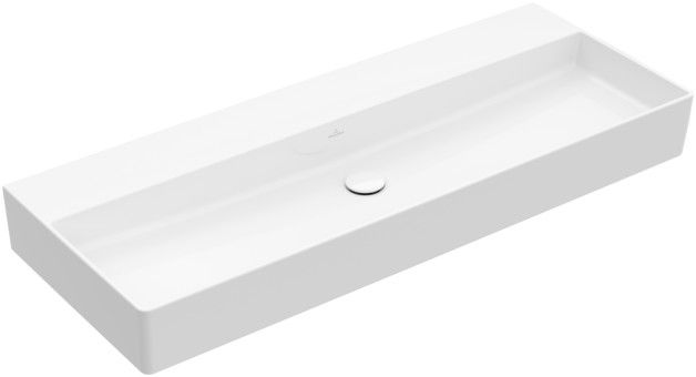 Umywalka TitanCeram VILLEROY & BOCH Memento 2.0 ścienna prostokątny bez otworu bez przelewu 1200 x 470 x 150 mm weiss alpin z szablonem do wycięcia otworu w blacie | 4A22CF01