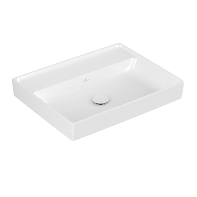 Umywalka TitanCeram VILLEROY & BOCH Collaro ścienna prostokątny bez otworu bez przelewu 600 x 470 x 160 mm weiss alpin z powłoką CeramicPlus  | 4A3363R1