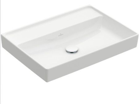 Umywalka TitanCeram VILLEROY & BOCH Collaro montaż ścienny nablatowa prostokątny z otworem z przelewem 650 x 470 mm weiss alpin bez powłoki | 4A336501
