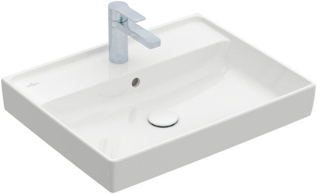 Collaro umywalka TitanCeram meblowa prostokątny z otworem z przelewem 600 x 470 mm weiss alpin z powłoką CeramicPlus ze szlifowanym spodem