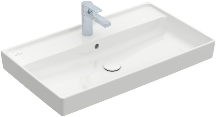 Collaro umywalka TitanCeram meblowa prostokątny z otworem z przelewem 800 x 465 x 160 mm weiss alpin z powłoką CeramicPlus