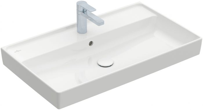 Collaro umywalka TitanCeram meblowa prostokątny z otworem z przelewem 800 x 470 mm weiss alpin z powłoką CeramicPlus ze szlifowanym spodem