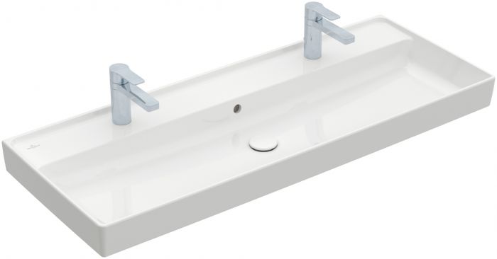 Umywalka TitanCeram VILLEROY & BOCH Collaro meblowa prostokątny z otworem bez przelewu do 2 armatur 1-otworowych 1200 x 470 x 160 mm weiss alpin z powłoką CeramicPlus | 4A33C1R1