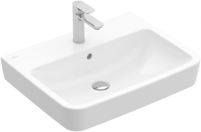 Umywalka ceramiczna VILLEROY & BOCH O.novo ścienna z otworem z przelewem 550 x 460 x 175 mm weiss alpin bez powłoki w komplecie 1 x szablon do wycięć | 4A41MG01