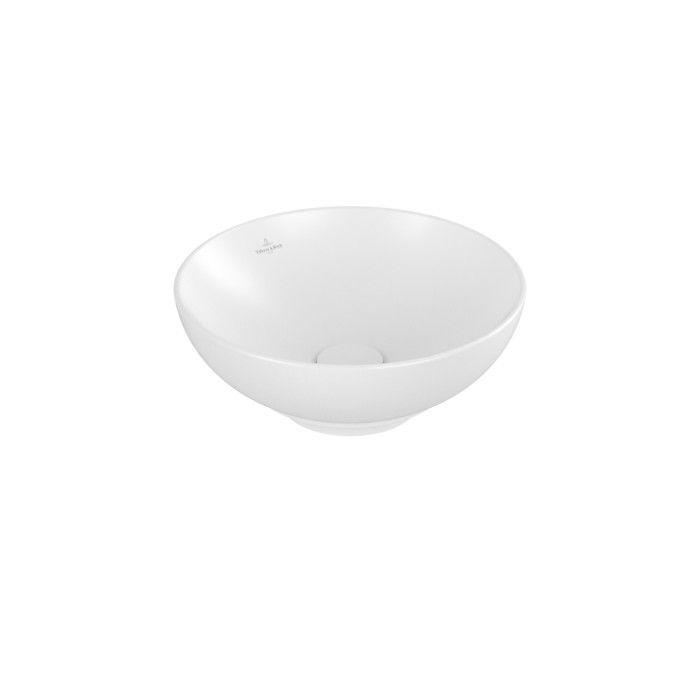Umywalka TitanCeram VILLEROY & BOCH Loop & Friends nablatowa okrągły bez otworu z przelewem   380 x 380 x 150 mm stone white z powłoką CeramicPlus  | 4A4500RW