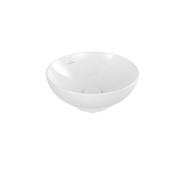 Umywalka TitanCeram VILLEROY & BOCH Loop & Friends nablatowa okrągły bez otworu bez przelewu   380 x 380 x 150 mm white Alpin z powłoką CeramicPlus  | 4A4501R1