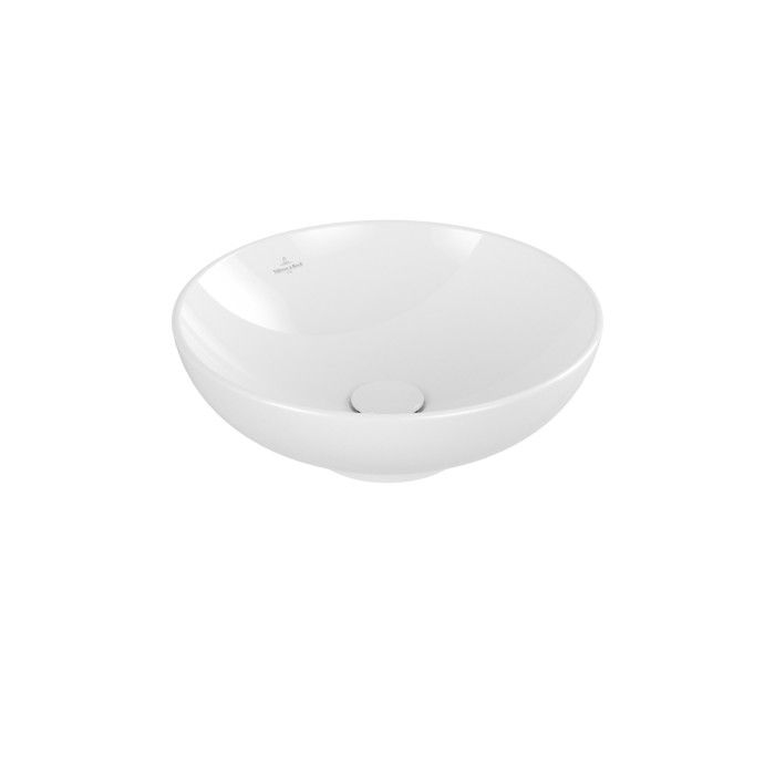 Umywalka ceramiczna VILLEROY & BOCH Loop & Friends nablatowa okrągły bez otworu z przelewem nieszlifowany spód umywalki 420 x 420 x 120 mm weiss alpin  | 4A460001