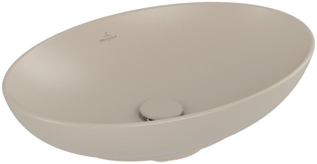 Umywalka  TitanCeram VILLEROY & BOCH Loop & Friends nablatowa owalny bez otworu bez przelewu   560 x 380 x 150 mm almond z powłoką CeramicPlus  | 4A4701AM
