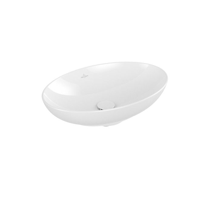 Umywalka  TitanCeram VILLEROY & BOCH Loop & Friends nablatowa owalny bez otworu bez przelewu   560 x 380 x 150 mm weiss alpin z powłoką CeramicPlus  | 4A4701R1