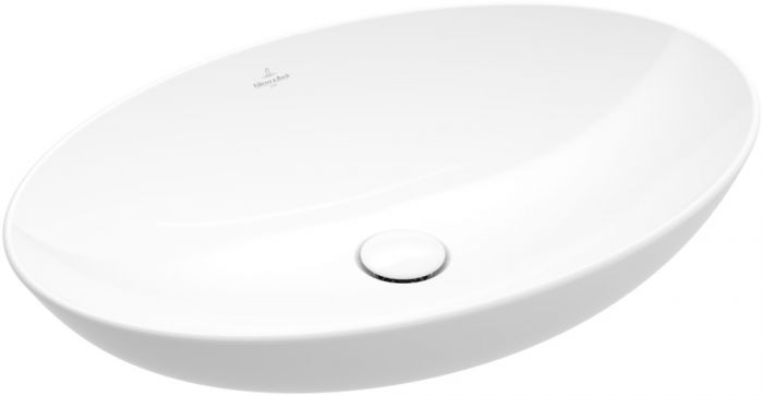 Umywalka TitanCeram VILLEROY & BOCH Loop & Friends nablatowa owalny bez otworu z przelewem 620 x 420 x 120 mm weiss alpin bez powłoki | 4A480001