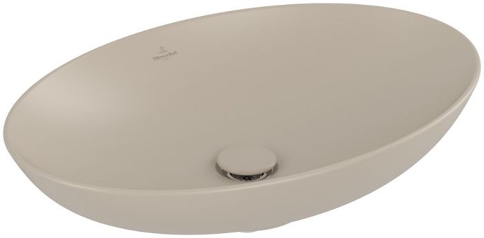 Umywalka TitanCeram VILLEROY & BOCH Loop & Friends nablatowa owalny bez otworu bez przelewu 620 x 420 x 150 mm almond z powłoką CeramicPlus | 4A4801AM