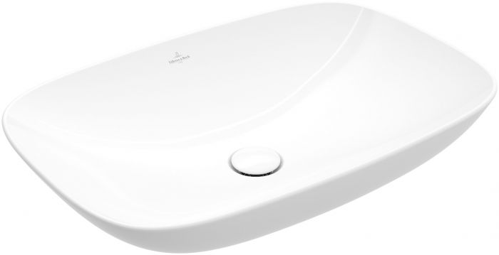 Umywalka  TitanCeram VILLEROY & BOCH Loop & Friends nablatowa prostokątny bez otworu bez przelewu   560 x 380 x 150 mm weiss alpin z powłoką CeramicPlus  | 4A4901R1