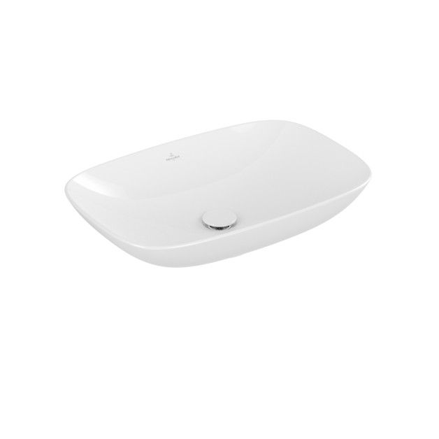 Umywalka TitanCeram VILLEROY & BOCH Loop & Friends nablatowa okrągły bez otworu bez przelewu 620 x 420 x 120 mm weiss alpin z powłoką CeramicPlus | 4A5001R1