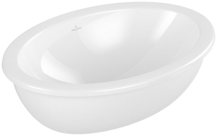 Umywalka  TitanCeram  VILLEROY & BOCH Loop & Friends podblatowa z przelewem zewnętrznie szkliwiona 560 x 380 x 220 mm Weiss Alpin  | 4A550001