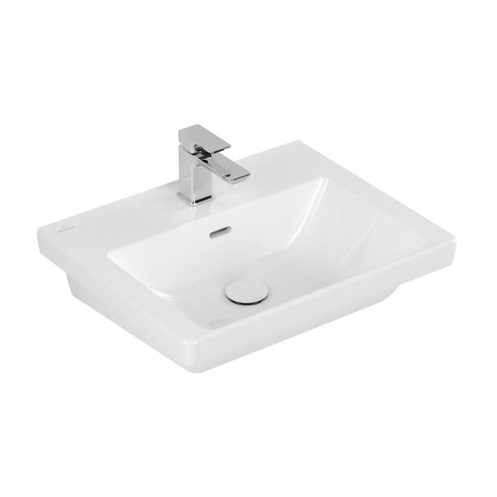 Umywalka TitanCeram VILLEROY & BOCH Subway 3.0 meblowa prostokątny 1-otworowa z przelewem 550 x 440 x 165 mm weiss alpin z powłoką CeramicPlus | 4A7055R1