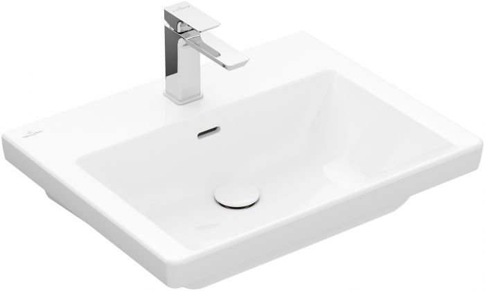 Umywalka TitanCeram VILLEROY & BOCH Subway 3.0 meblowa prostokątny 1-otworowa z przelewem 600 x 470 x 165 mm weiss alpin bez powłoki | 4A706001