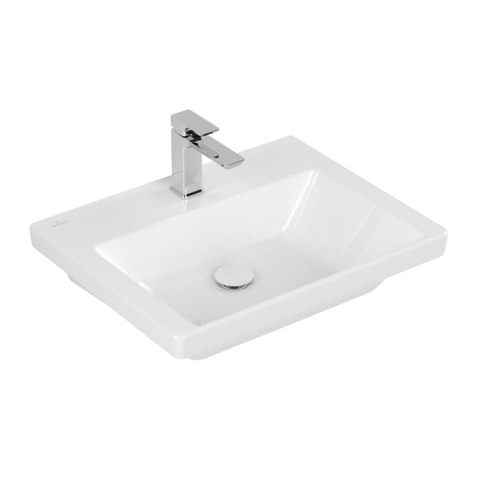 Umywalka TitanCeram VILLEROY & BOCH Subway 3.0 meblowa prostokątny 1-otworowa bez przelewu 600 x 470 x 165 mm weiss alpin bez powłoki | 4A706101