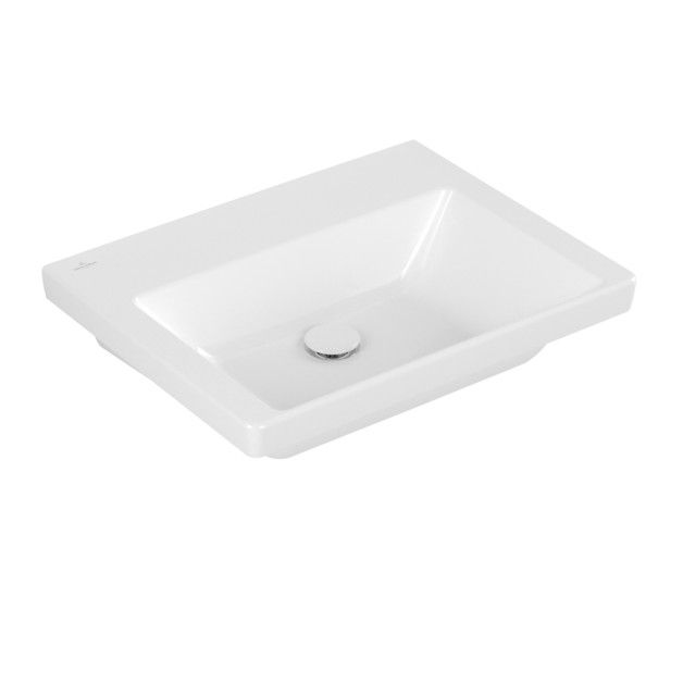 Umywalka TitanCeram VILLEROY & BOCH Subway 3.0 meblowa prostokątny bez otworu bez przelewu 600 x 470 x 165 mm weiss alpin bez powłoki  | 4A706301