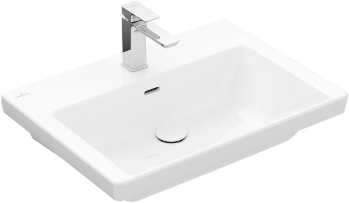 Umywalka TitanCeram VILLEROY & BOCH Subway 3.0 meblowa prostokątny 1-otworowa z przelewem 650 x 470 x 165 mm weiss alpin bez powłoki | 4A706501