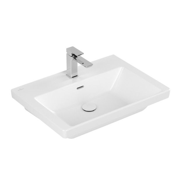Umywalka TitanCeram VILLEROY & BOCH Subway 3.0 meblowa prostokątny 1-otworowa z przelewem 650 x 470 x 165 mm weiss alpin z powłoką CeramicPlus | 4A7065RW