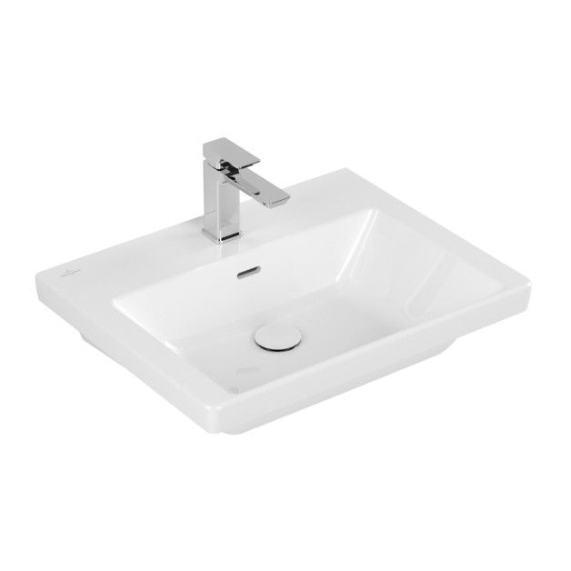 Umywalka TitanCeram VILLEROY & BOCH Subway 3.0 meblowa prostokątny 1-otworowa z przelewem 600 x 470 x 165 mm weiss alpin z powłoką CeramicPlus | 4A706GR1