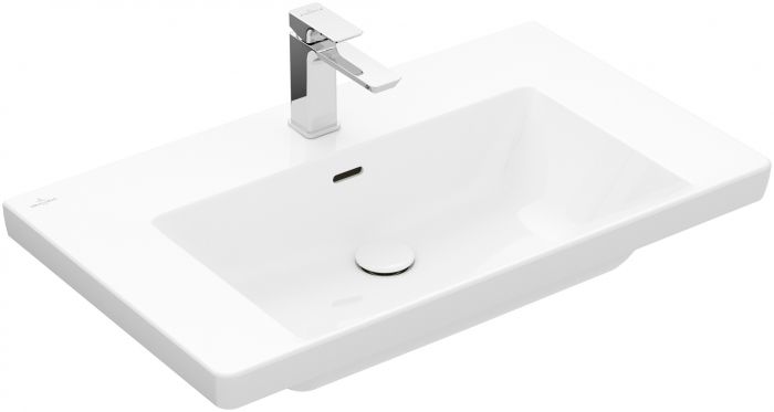 Umywalka TitanCeram VILLEROY & BOCH Subway 3.0 meblowa prostokątny 1-otworowa z przelewem 800 x 470 x 165 mm weiss alpin z powłoką CeramicPlus | 4A7080R1