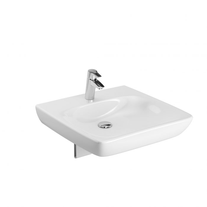 Umywalka ceramiczna GEBERIT SELNOVA COMFORT BEZ BARIER ścienna z otworem bez przelewu 550 x 550 x 150 mm biała | 500187017