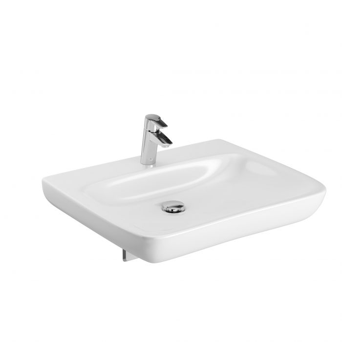 Umywalka ceramiczna GEBERIT SELNOVA COMFORT BEZ BARIER ścienna z otworem bez przelewu 650 x 550 x 150 mm biała | 500188017