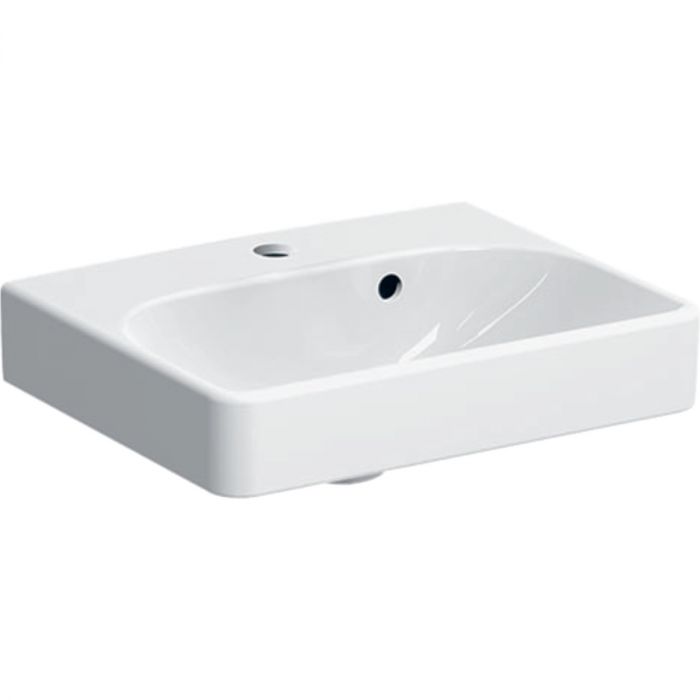 Umywalka ceramiczna GEBERIT SMYLE SQUARE ścienna kompaktowa z otworem z przelewem 450 x 360 x 160 mm biała | 500222011