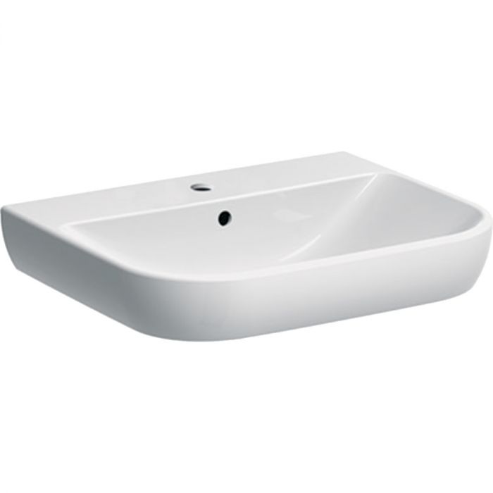 Umywalka ceramiczna GEBERIT SMYLE ścienna z otworem z przelewem 600 x 480 x 165 mm biała | 500228011