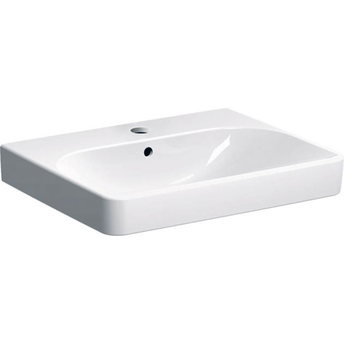 Umywalka ceramiczna GEBERIT SMYLE SQUARE ścienna z możliwością osadzenia w blacie z otworem z przelewem 600 x 480 x 165 mm biała | 500229011