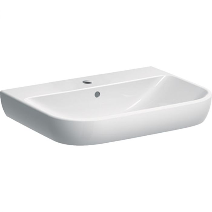 Umywalka ceramiczna GEBERIT SMYLE ścienna z otworem z przelewem 650 x 480 x 170 mm biała | 500230011