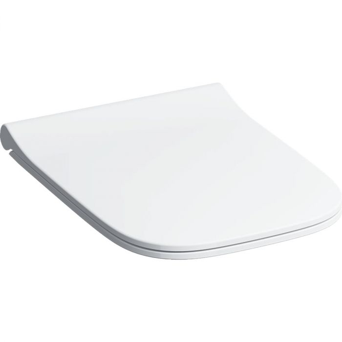 Deska WC slim design, antybakteryjna GEBERIT SMYLE SQUARE z tworzywa Duroplast wolne opadanie, z widocznym siedziskiem 35.5 x 45 cm biała  | 500240011