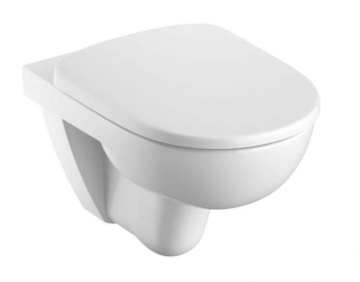 Miska WC wisząca GEBERIT SELNOVA lejowa miska 500260017 z deską sedesową 500331011, mocowanie od dołum, Rimfree, z deską sedesową, mocowanie od góry, z wypinanymi zawiasami 36 x 53 | 501752001