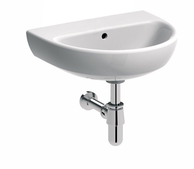 Umywalka ceramiczna GEBERIT SELNOVA kompaktowa bez otworu z przelewem 500 x 410 x 180 mm biała | 500294017