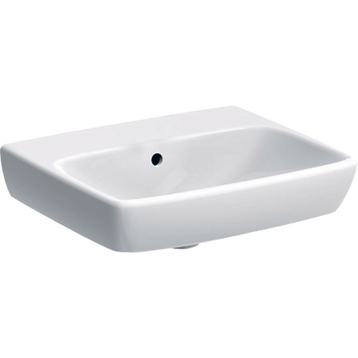 Umywalka ceramiczna GEBERIT SELNOVA SQUARE kompaktowa bez otworu z przelewem 500 x 420 x 170 mm biała | 500301017
