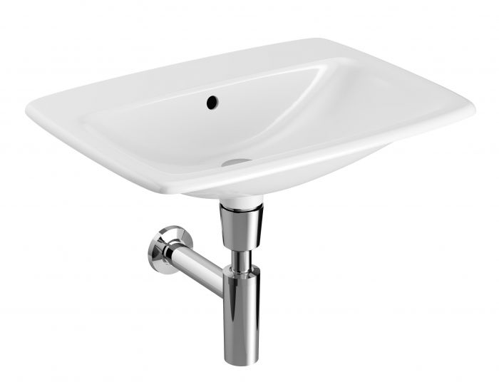 Umywalka ceramiczna GEBERIT SELNOVA SQUARE wpuszczana w blat z otworem z przelewem 600 x 450 x 170 mm biała | 500307017