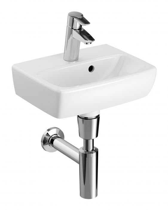 Umywalka ceramiczna GEBERIT SELNOVA SQUARE kompaktowa z otworem z przelewem 360 x 280 x 145 mm biała | 500316017