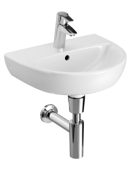 Umywalka ceramiczna GEBERIT SELNOVA kompaktowa z otworem z przelewem 450 x 370 x 170 mm biała | 500324017