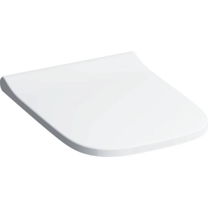 Deska WC slim, z mocowaniem od góry GEBERIT SMYLE SQUARE z tworzywa duroplast z wypinanymi zawiasami, zachodząca pokrywa deski sedesowej 35.5 x 45 cm biała | 500687011