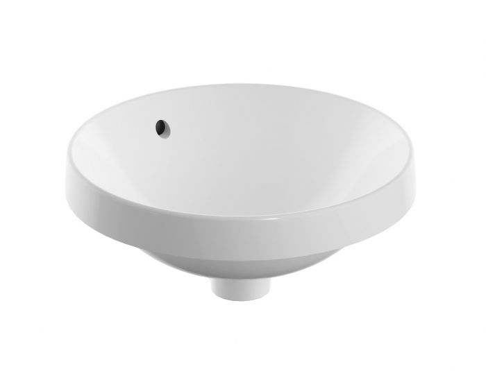 Umywalka ceramiczna GEBERIT VARIFORM wpuszczana w blat okrągły bez otworu z przelewem 400 x 178 mm biała | 500700012