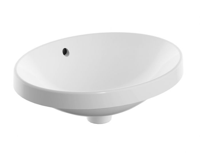 Umywalka ceramiczna GEBERIT VARIFORM wpuszczana w blat owalny bez otworu z przelewem 500 x 400 x 178 mm biała  | 500708012