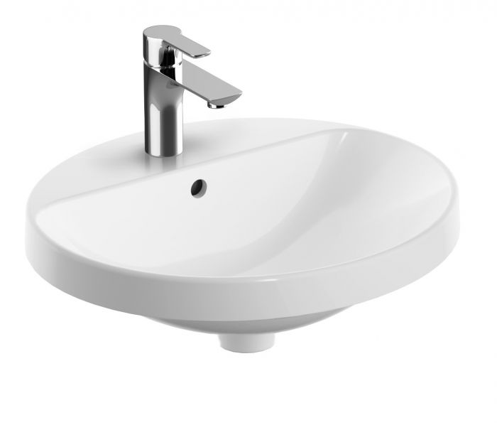 Umywalka ceramiczna GEBERIT VARIFORM wpuszczana w blat owalny z otworem z przelewem 500 x 450 x 178 mm biała | 500712012