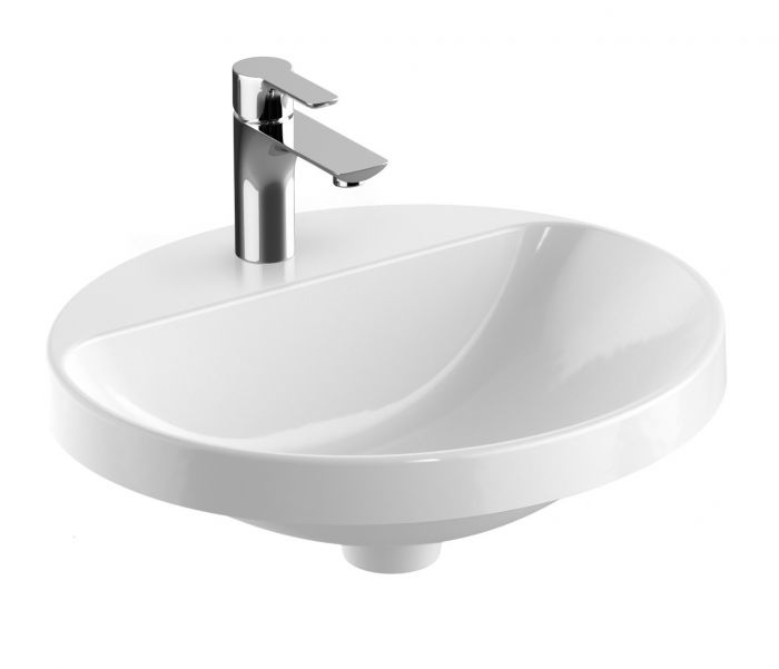 Umywalka ceramiczna GEBERIT VARIFORM wpuszczana w blat owalny z otworem bez przelewu 500 x 450 x 178 mm biała | 500714012
