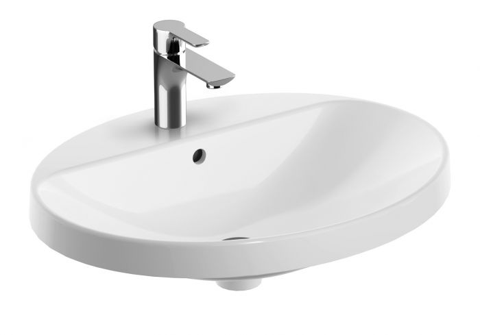 Umywalka ceramiczna GEBERIT VARIFORM wpuszczana w blat owalny z otworem z przelewem 600 x 480 x 178 mm biała | 500724012