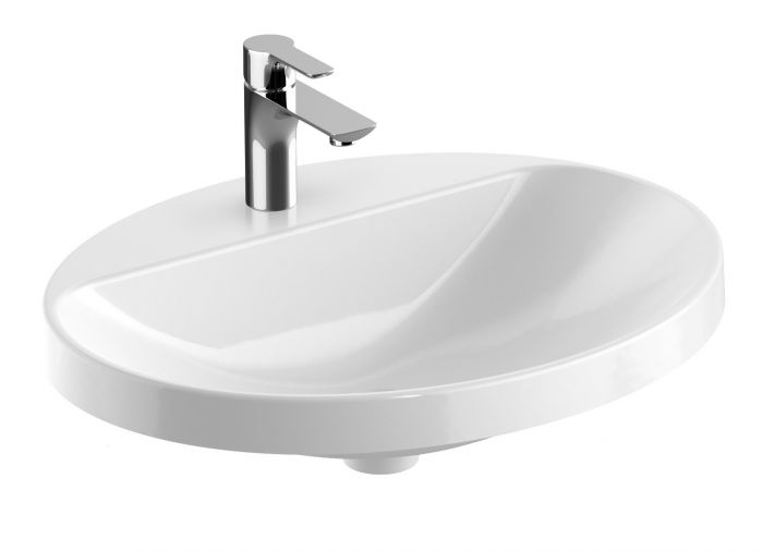Umywalka ceramiczna GEBERIT VARIFORM wpuszczana w blat owalny z otworem bez przelewu 600 x 480 x 178 mm biała | 500726012