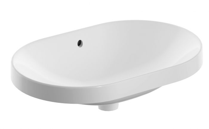 Umywalka ceramiczna GEBERIT VARIFORM wpuszczana w blat owalny bez otworu z przelewem 600 x 400 x 178 mm biała | 500728012