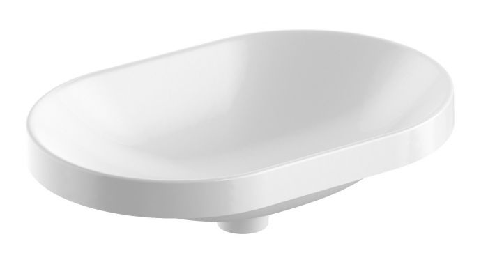 Umywalka ceramiczna GEBERIT VARIFORM wpuszczana w blat owalny bez otworu bez przelewu 600 x 400 x 178 mm biała | 500730012